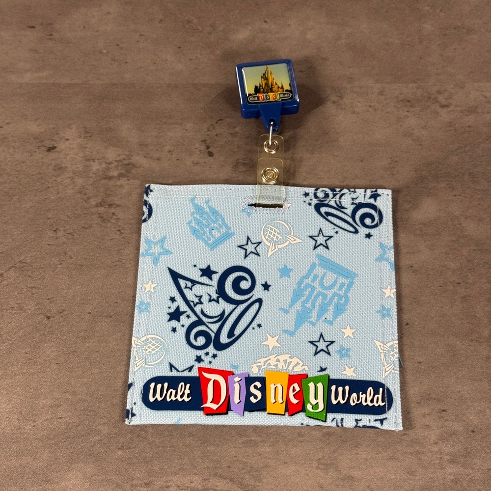 Vintage‎ Walt Disney World Retractable ID Badge Holder Castle Sorcerer Mickey